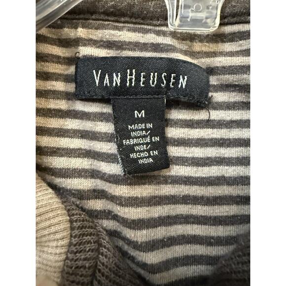 Van Heusen Sweater Mens Medium Brown/Gray Quarter Zip Pullover Casual Sweatshirt - Picture 2 of 5